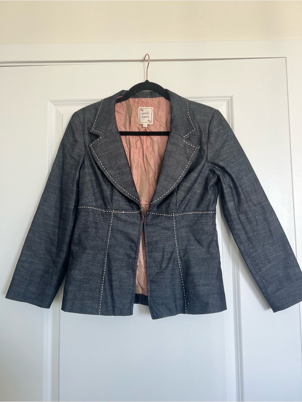 Nanette Lepore Charcoal Blazer with Pink Lining